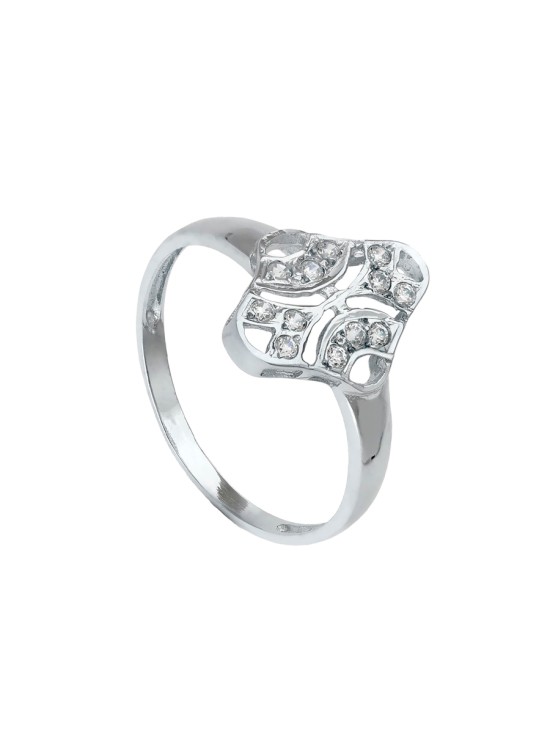 Sortija Oro Blanco 18K 45 cm Motivo Rombo 15x10 mm | Joyería Parejo