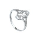 Anillo Sortija Oro Blanco 18K 45 cm Motivo Rombo Calado con Circonitas 15x10 mm