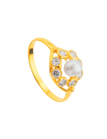 Anillo Sortija Oro 18K Perla 4 mm con Circonitas | Joyería Parejo