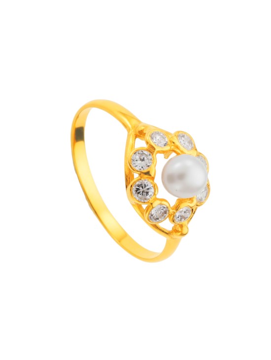 Anillo Sortija Oro 18K Perla 4 mm con Circonitas | Joyería Parejo