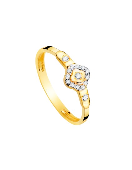 Anillo Sortija Oro 18K Rombo con Circonitas 6x6 mm | Joyería Parejo