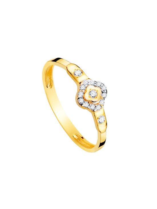Anillo Sortija Oro 18K Rombo con Circonitas 6x6 mm | Joyería Parejo