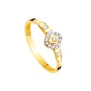Anillo Sortija Oro 18K Rombo con Circonitas 6x6 mm