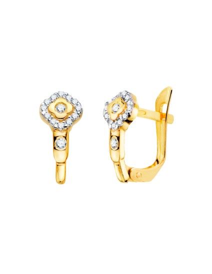 Pendientes Oro 18K Rombo con Circonitas 13x6 mm | Joyería Parejo