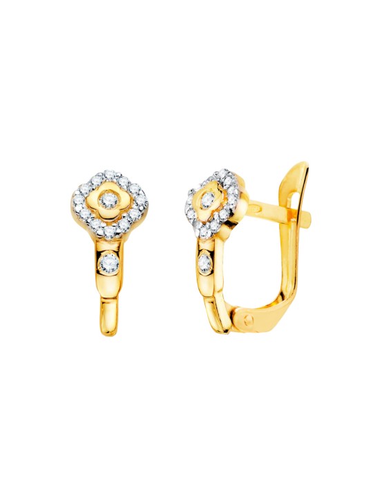 Pendientes Oro 18K Rombo con Circonitas 13x6 mm | Joyería Parejo