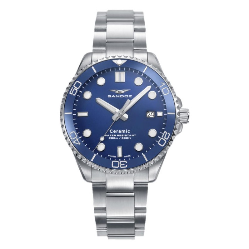 Reloj Sandoz 83019-37 Hombre Plata Cerámica Azul | Joyería Parejo