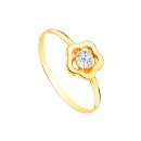 Anillo Sortija Oro 18K 1 mm Flor y Circonita 8x8 mm