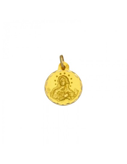 Medalla Redonda de la Virgen Purísima en Oro 18k
