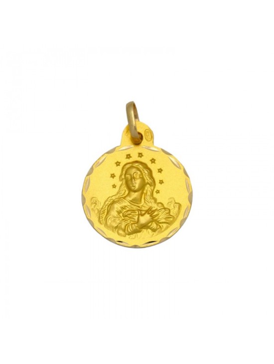 Medalla Redonda de la Virgen Purísima en Oro 18k | Joyería Parejo