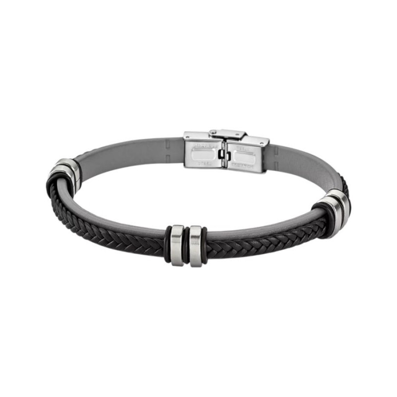 Pulsera Lotus LS1829-2/4 Hombre Acero y Cuero Gris | Joyería Parejo