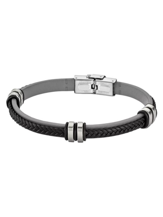 Pulsera Lotus LS1829-2/4 Hombre Acero y Cuero Gris | Joyería Parejo