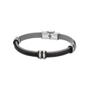 Pulsera Lotus Style LS1829-2/4 Hombre Acero y Cuero Trenzado Gris