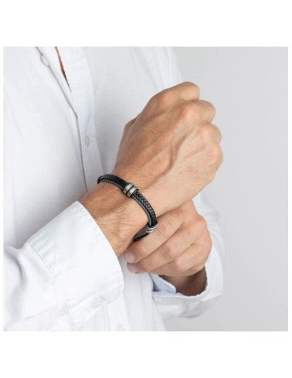 Pulsera Lotus LS1829-2/4 Hombre Acero y Cuero Gris | Joyería Parejo