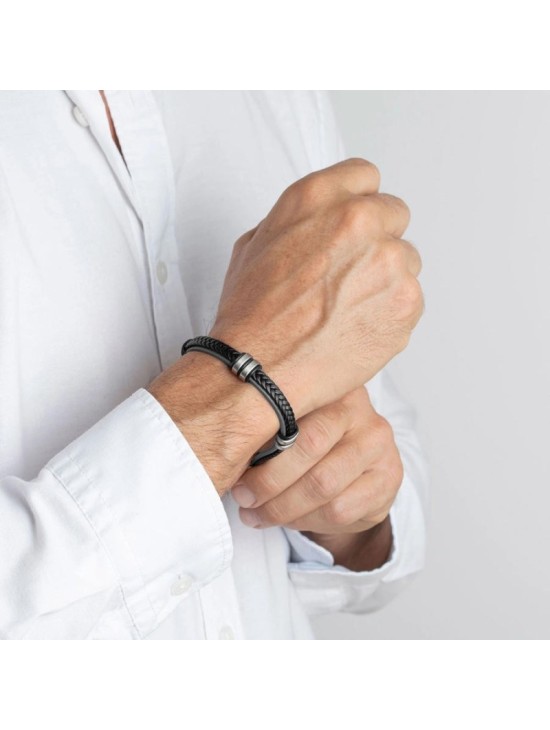 Pulsera Lotus LS1829-2/4 Hombre Acero y Cuero Gris | Joyería Parejo
