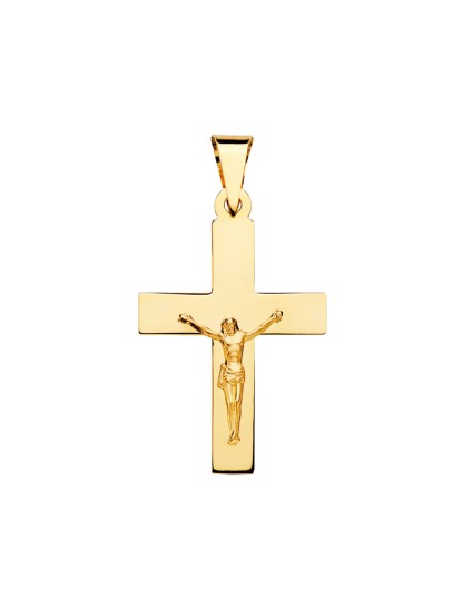 Cruz Oro 18K Borde Recto con Cristo 34x22 mm | Joyería Parejo