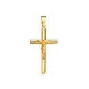 Cruz Oro 18K con Cristo Tubo Hueco 35x22x3 mm