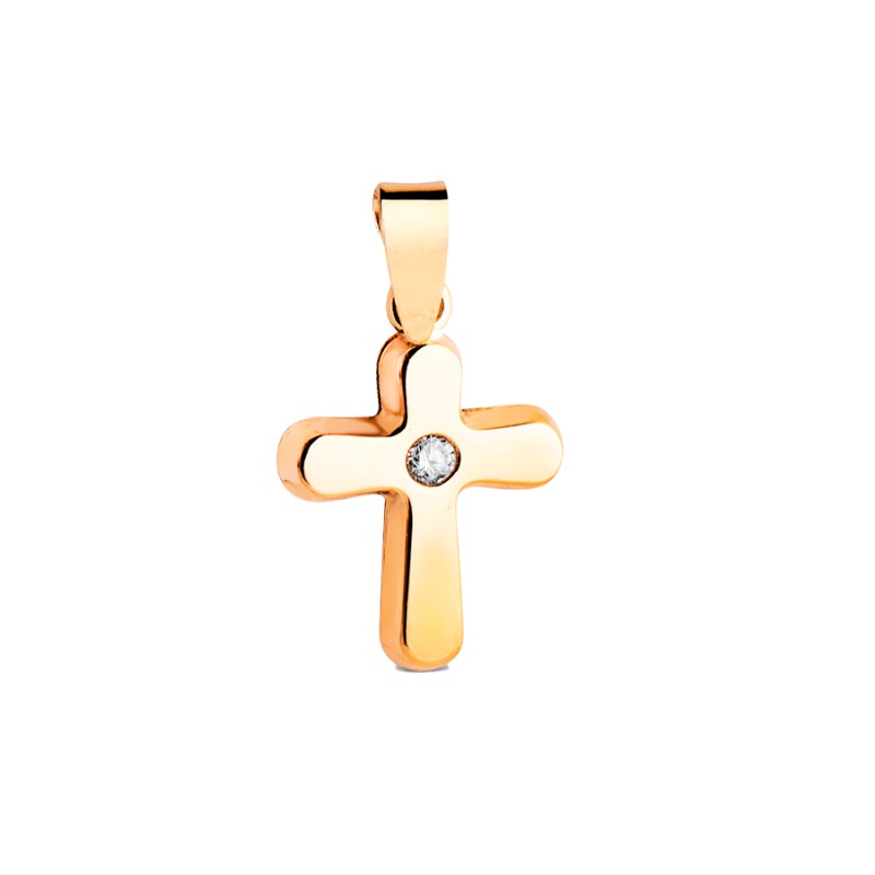 Cruz Oro 18K con Circonita Central 14x10 mm | Joyería Parejo