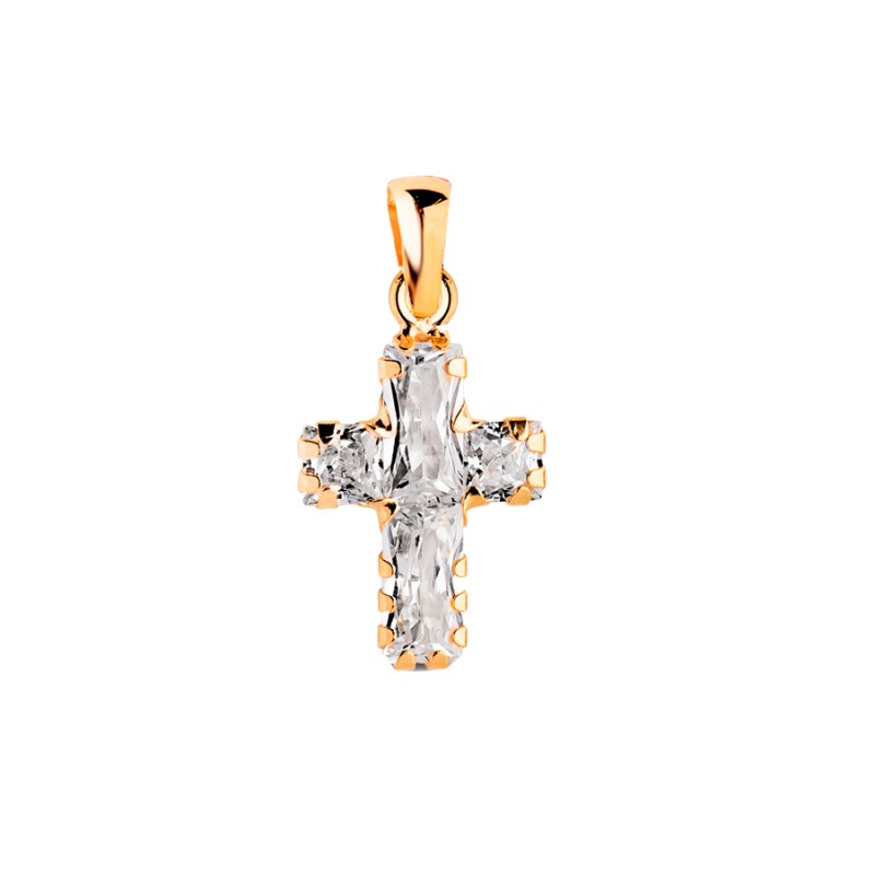 Cruz Oro 18K con Circonitas Talla Baguette 15x9.5 mm | Joyería Parejo
