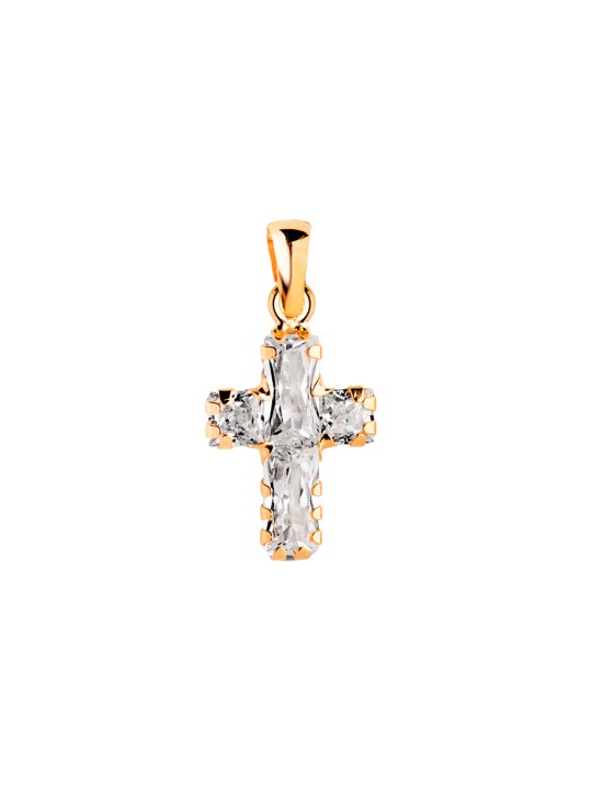 Cruz Oro 18K con Circonitas Talla Baguette 15x9.5 mm | Joyería Parejo