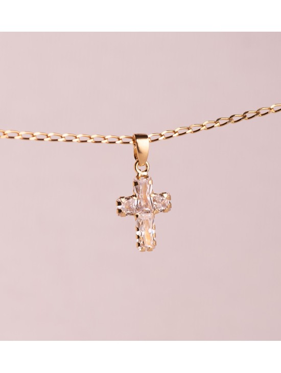 Cruz Oro 18K con Circonitas Talla Baguette 15x9.5 mm | Joyería Parejo