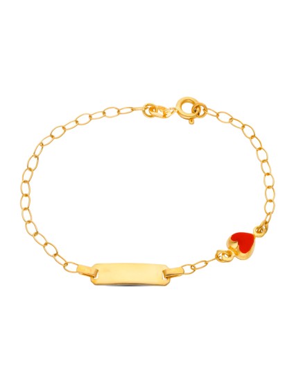 Pulsera Esclava Niña Oro 18K 16.5 cm Corazón Esmalte | Joyería Parejo
