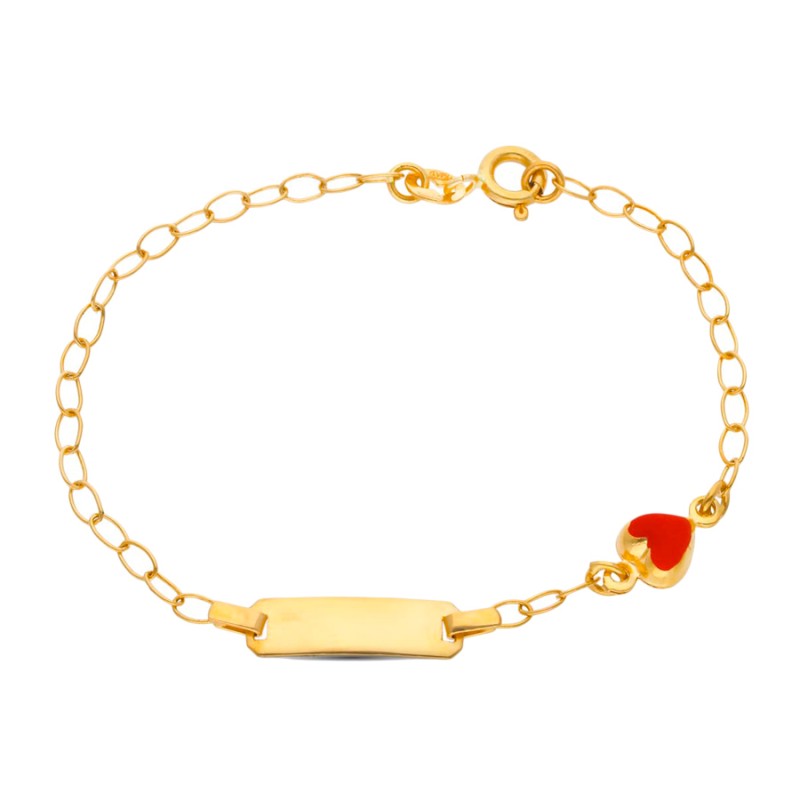 Pulsera Esclava Niña Oro 18K 16.5 cm Corazón Esmalte | Joyería Parejo