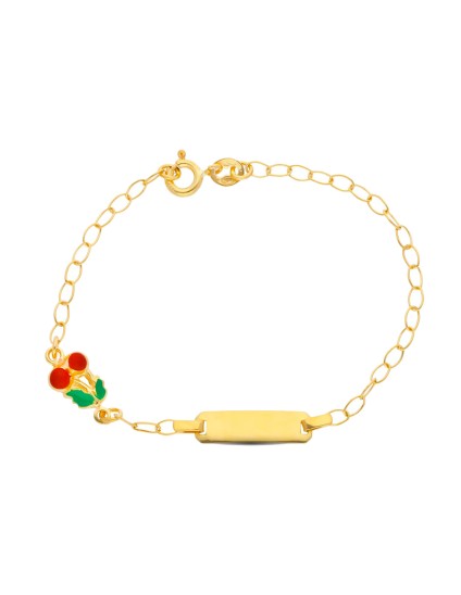 Pulsera Esclava Niña Oro 18K 16.5 cm Cereza Esmalte | Joyería Parejo