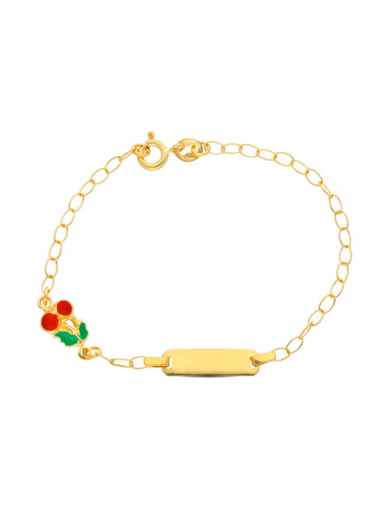 Pulsera Esclava Niña Oro 18K 16.5 cm Cereza Esmalte | Joyería Parejo