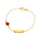 Pulsera Esclava Niña Oro 18K 16 cm Fresa Esmalte