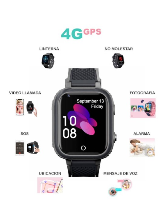Reloj Derwye Smartwatch GPS Unisex Rosa - Llamadas | Joyería Parejo