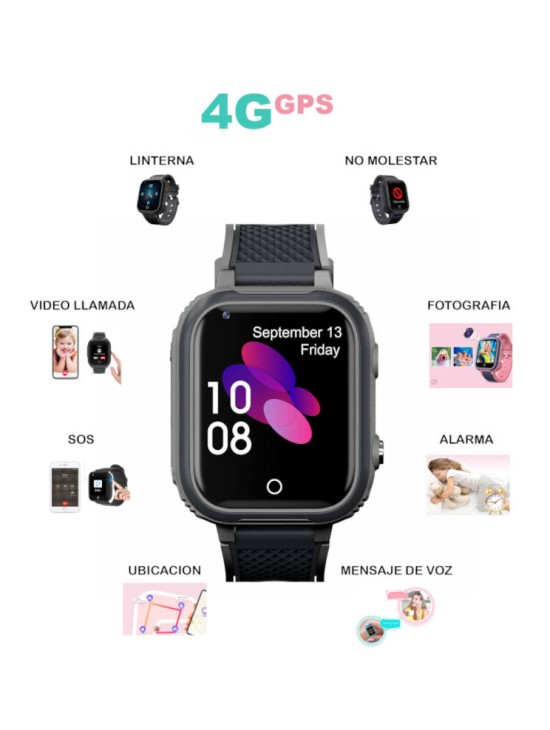 Reloj Derwye Smartwatch GPS Unisex Negro Llamadas | Joyería Parejo