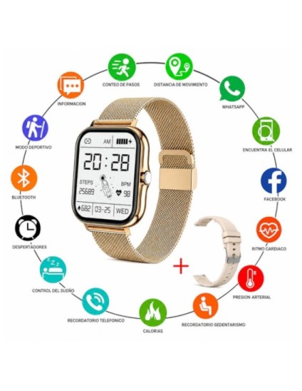 Reloj Smartwatch Derwye Dorado Beige Bluetooth | Joyería Parejo