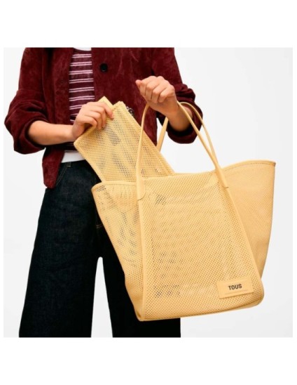 Capazo Grande Tous Tulip Mesh Amarillo 2002438405 | Joyería Parejo
