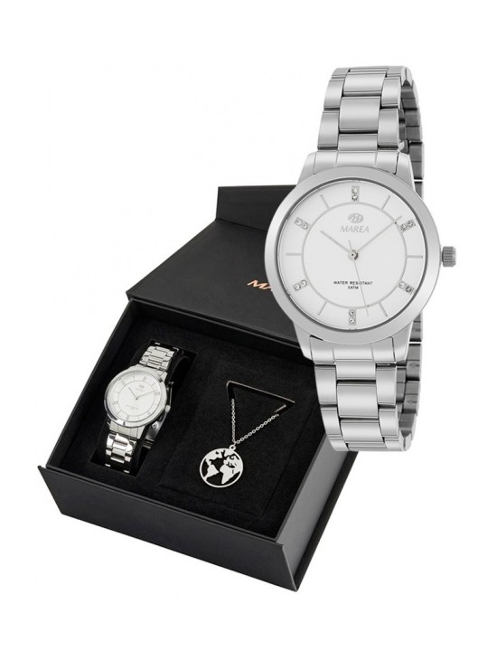 Marea B41277/10 Women's Watch with World Map Necklace | Parejo Jewe