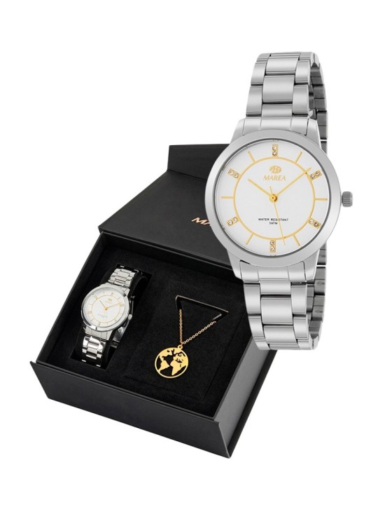 Marea B41277/11 Women's Watch + World Map Necklace | Parejo Jewelry