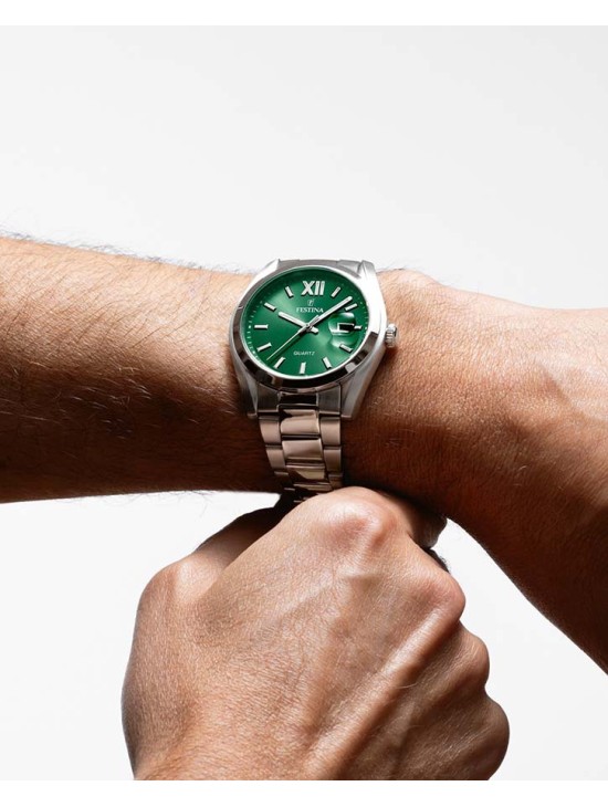 Reloj Festina Hombre F20707/8 Plata Esfera Verde | Joyería Parejo