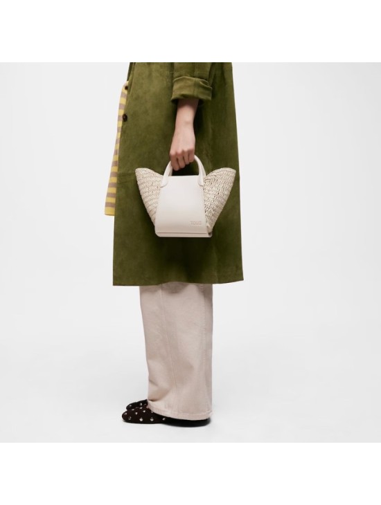 Capazo Pequeño Tous Tulip Rafia Beige 2002438901 | Joyería Parejo