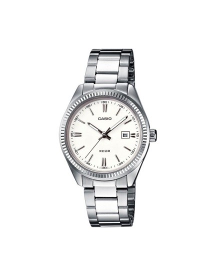 Reloj Casio Mujer LTP-1302D-7A1 Plateado y Blanco | Joyería Parejo
