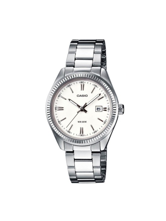 Reloj Casio Mujer LTP-1302D-7A1 Plateado y Blanco | Joyería Parejo