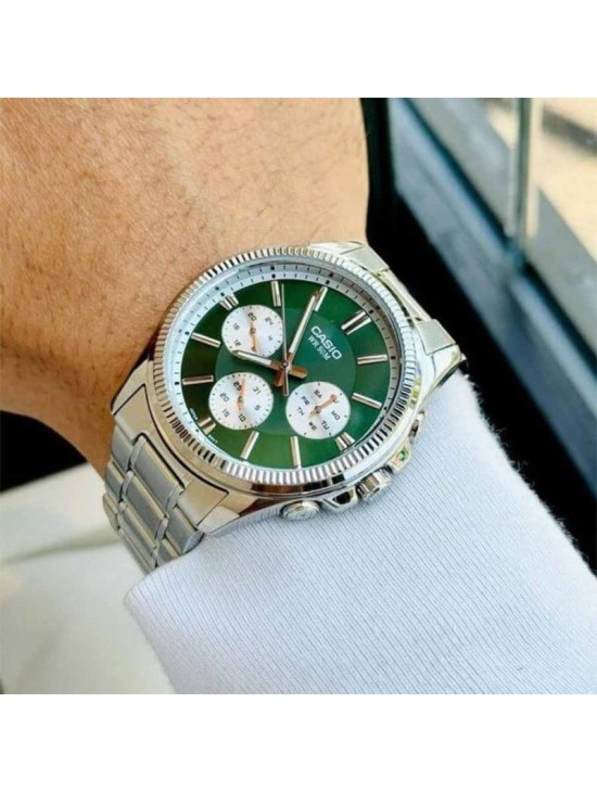 Reloj Casio Hombre MTP-1375D-3A Multifunción Verde | Joyería Parejo