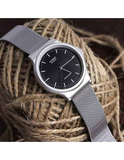 Reloj Casio Unisex MQ-24M-1E Negro Malla Milanesa | Joyería Parejo