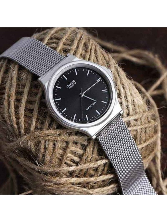 Reloj Casio Unisex MQ-24M-1E Negro Malla Milanesa | Joyería Parejo