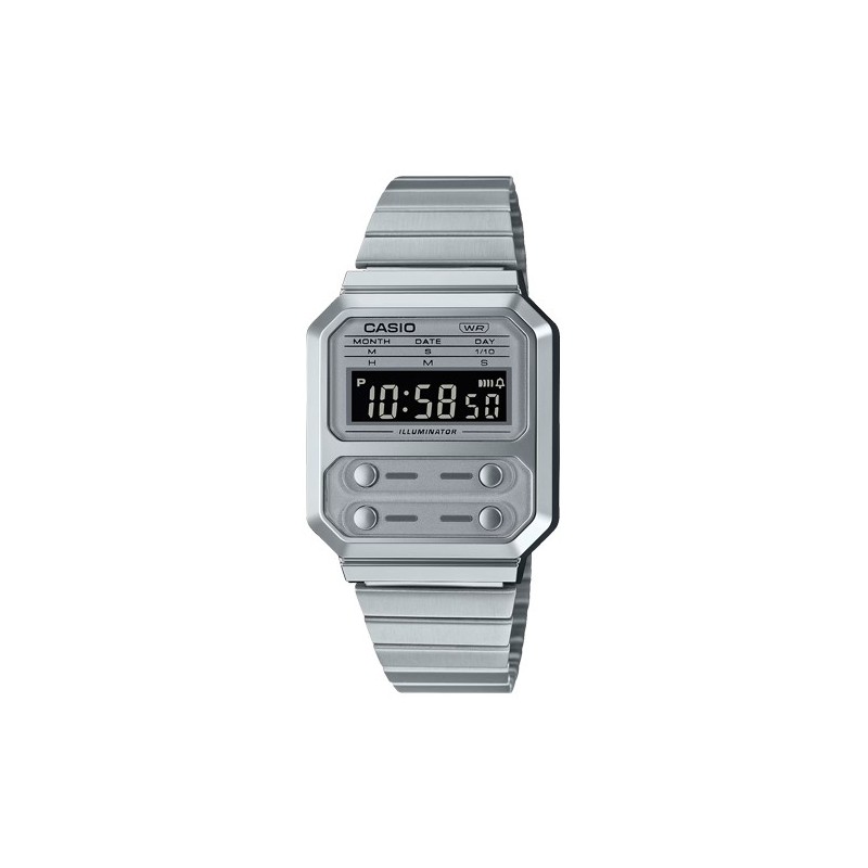 Relógio Casio Vintage A100WE-7B Digital Prateado | Joyeria Parejo