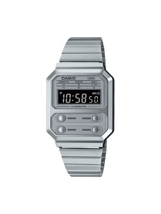 Relógio Casio Vintage A100WE-7B Digital Prateado | Joyeria Parejo
