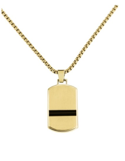Colar Lotus Style LS2641-1/2 Homem Dourado e Preto | Joyería Parejo