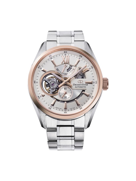 Relógio OrientStar 149-RE-AV0123G00B Homem Aço e Bisel Dourado Rosa
