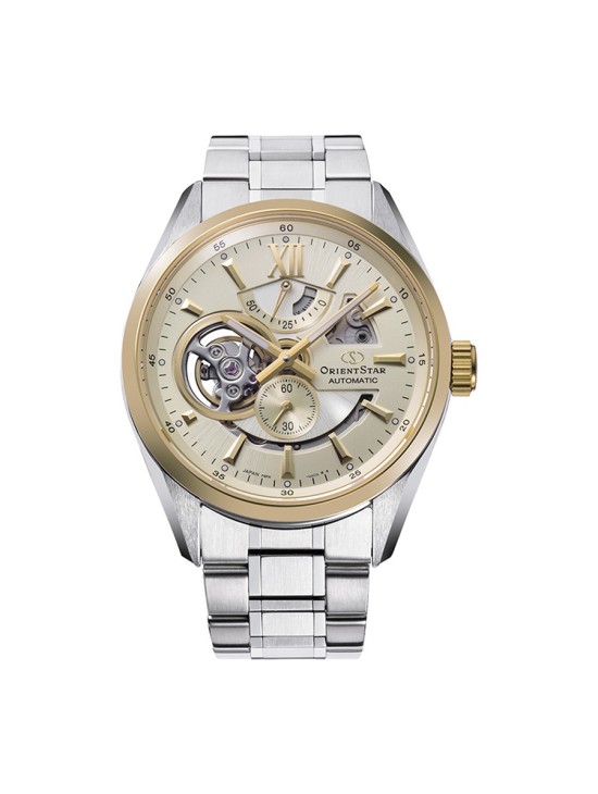 Relógio OrientStar 149-RE-AV0124G00B Homem Aço Bisel Dourado