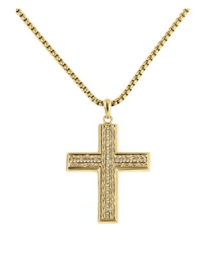 Collar Lotus Style LS2643-1/2 Hombre Dorado Cruz | Joyería Parejo
