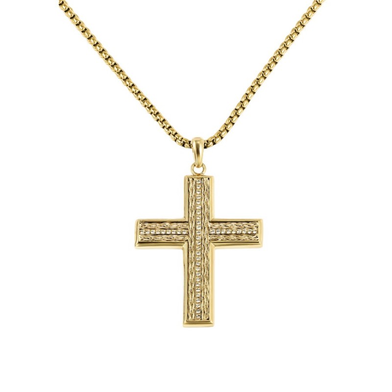 Collar Lotus Style LS2643-1/2 Hombre Dorado Cruz | Joyería Parejo