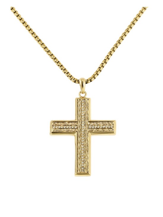 Colar Lotus Style LS2643-1/2 Homem Dourado Cruz | Joyería Parejo